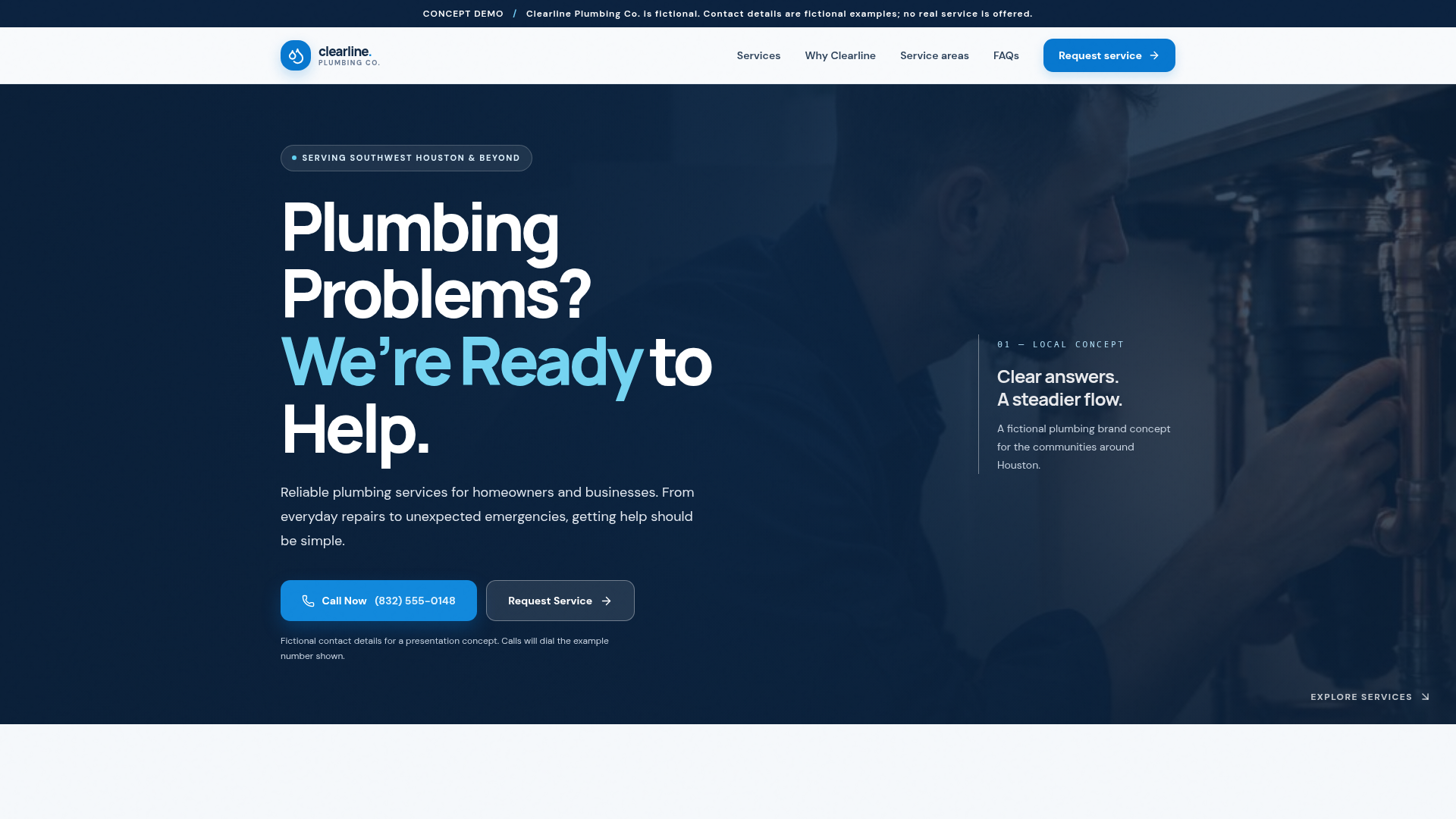 Clearline Plumbing demo homepage.